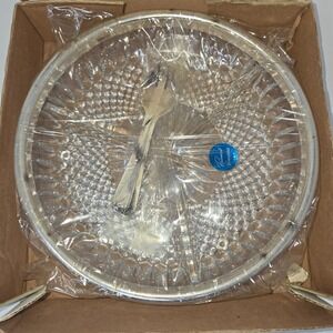 Raimond Crystal Relish Dish 3 Section Silverplate Rim & 3 Silverplate Forks 278